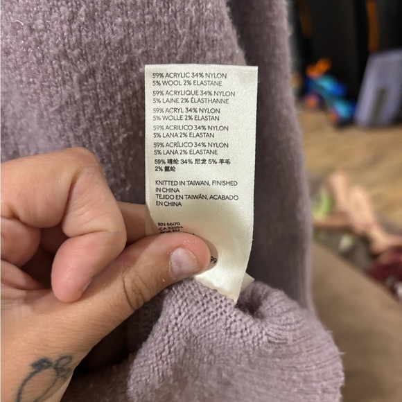 FREE PEOPLE light purple Afterglow mock neck turtle oversized wool sweater XS - Picture 7 of 9